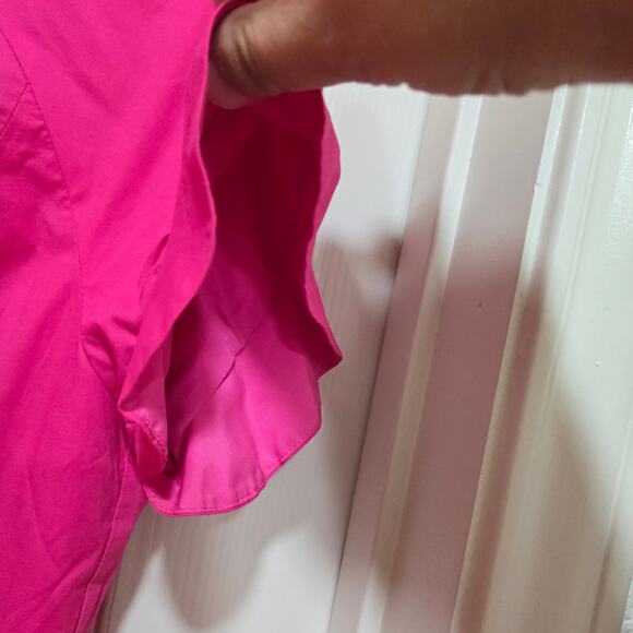 J.Crew Pink Cotton Blend Ruffle Sleeve Sheath Dress Size 2 Style J0997 - Picture 6 of 10